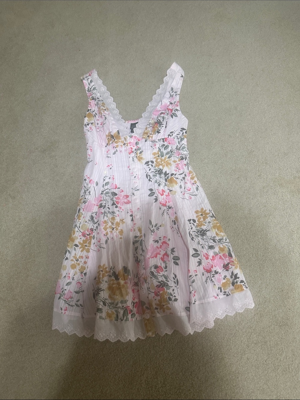 wild fable White Floral Sundress with Pink & Yellow Blooms